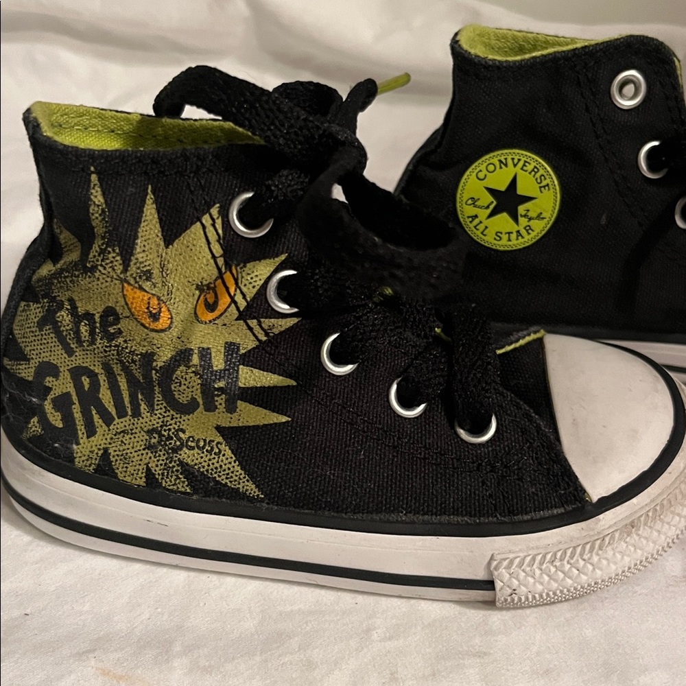 Converse How The Grinch stole Christmas black green high top sneakers toddler 6